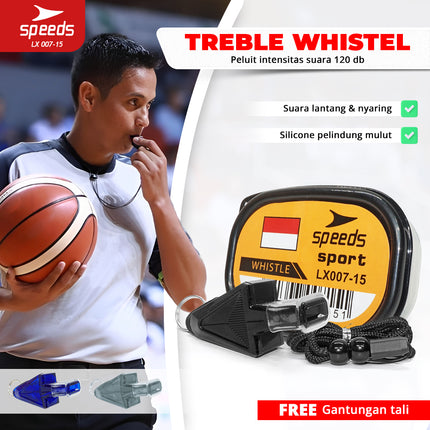 SPEEDS Peluit Wasit Pluit Treble Whistle Olahraga Periwitan Sport 120db + Lanyard Tali Linesman 007-15