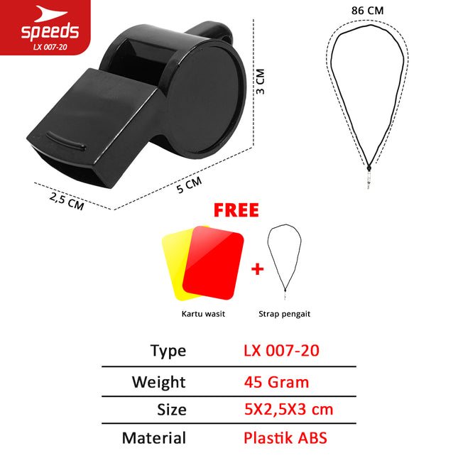 SPEEDS Peluit Wasit Pluit Treble Whistle Olahraga Periwitan Lantang Sport 120db Lanyard Tali 007-20