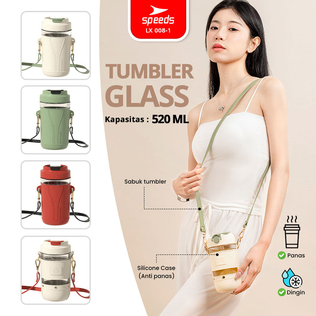 SPEEDS Botol Minum Tumbler Glass Kaca Tumbler Termos Air Panas Mini Botol Minum Portabel 008-1