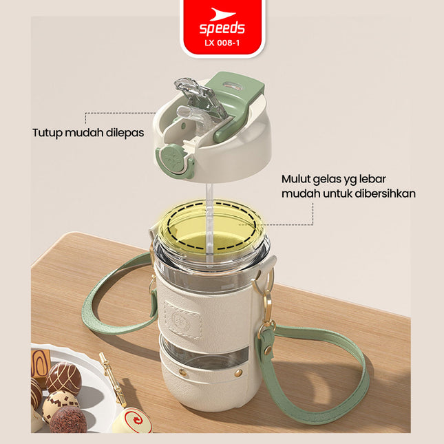 SPEEDS Botol Minum Tumbler Glass Kaca Tumbler Termos Air Panas Mini Botol Minum Portabel 008-1