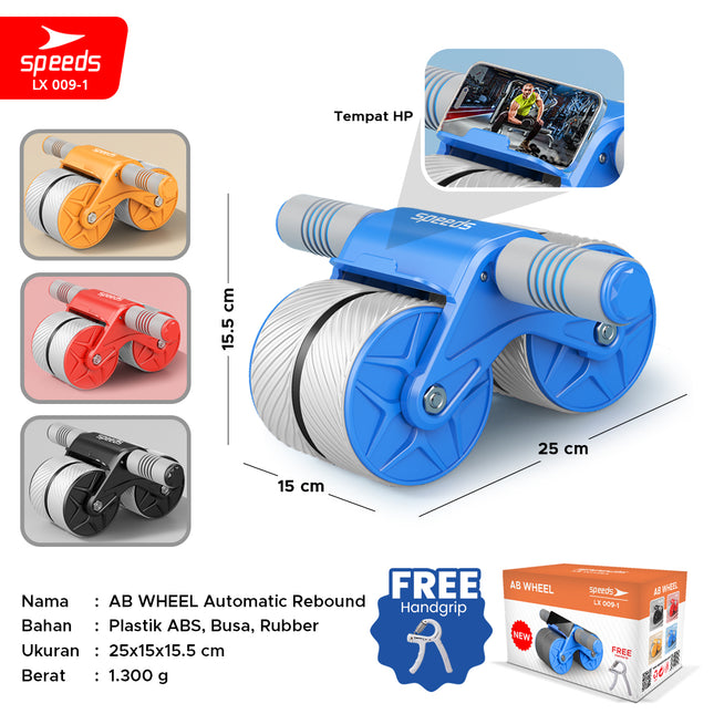 SPEEDS AB Wheel Roller Abdominal Roller Alat Olahraga Fitness Gym Portable 009-1 HITAM