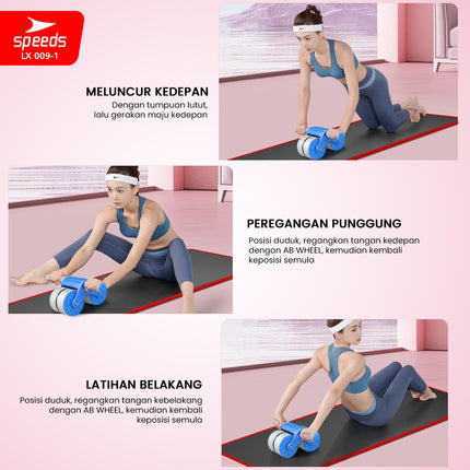 SPEEDS AB Wheel Roller Abdominal Roller Alat Olahraga Fitness Gym Portable 009-1 HITAM
