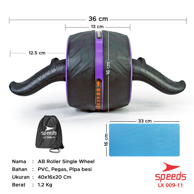 SPEEDS Ab Wheel Ab Roller / Single Wheel / Alat Push Up Stand Bar Alat Gym / Alat Sit Up 009-11