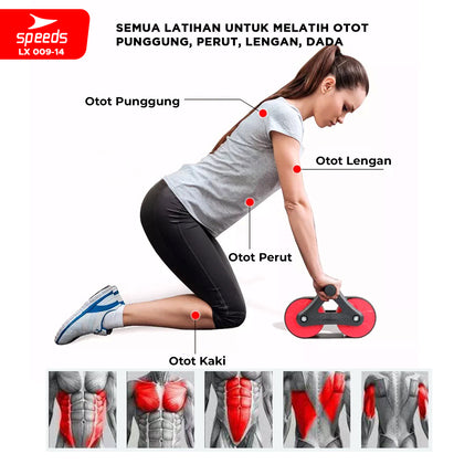 SPEEDS Ab Roller / Double Wheel Ab Wheel Alat Latihan Otot Perut Abdonimal Roller Alat Fitness Exercise 009-14