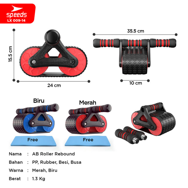 SPEEDS Ab Roller / Double Wheel Ab Wheel Alat Latihan Otot Perut Abdonimal Roller Alat Fitness Exercise 009-14