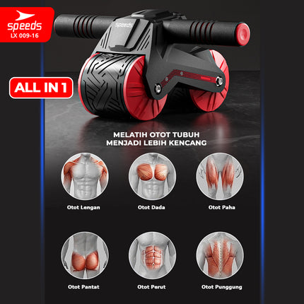 SPEEDS Ab Wheel / Ab Roller Double Wheel / Abdominal Roller / Alat Push Up Stand Bar Alat Gym / Alat Sit Up 009-16