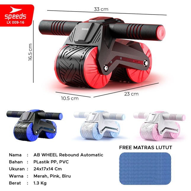 SPEEDS Ab Wheel / Ab Roller Double Wheel / Abdominal Roller / Alat Push Up Stand Bar Alat Gym / Alat Sit Up 009-16