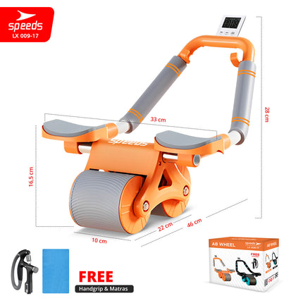 SPEEDS Ab Wheel / Ab Roller / Double Wheel / Alat Push Up Stand Bar Alat Gym / Alat Sit Up 009-17 Orange