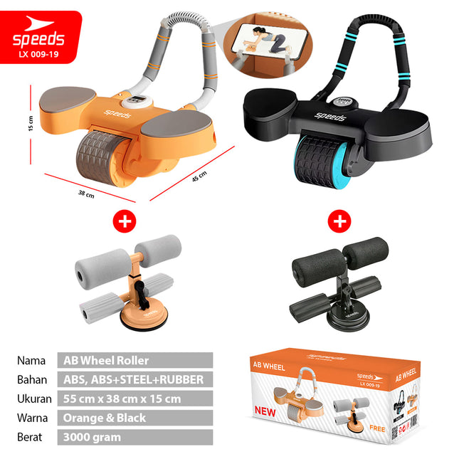 SPEEDS Ab Wheel Double Wheel / Abdominal Roller / Ab Roller / Alat Push Up Stand Bar Alat Gym / Alat Sit Up 009-19