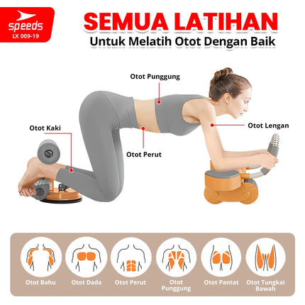 SPEEDS Ab Wheel Double Wheel / Abdominal Roller / Ab Roller / Alat Push Up Stand Bar Alat Gym / Alat Sit Up 009-19