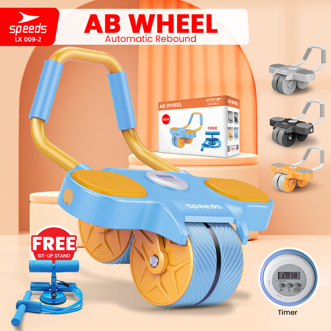 SPEEDS AB Wheels Plank Trainer Ab Roller 2 Roda Automatic Rebound 2in1 Cardio Portabel 009-2 BIRU