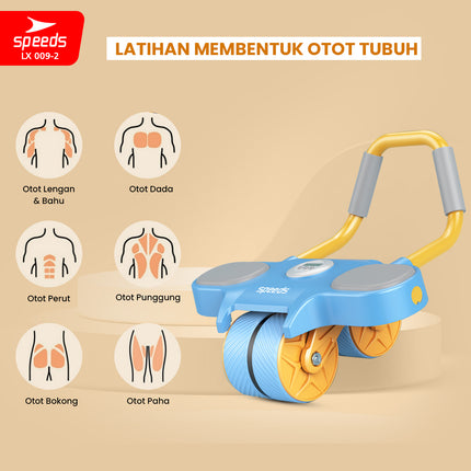 SPEEDS AB Wheels Plank Trainer Ab Roller 2 Roda Automatic Rebound 2in1 Cardio Portabel 009-2 BIRU