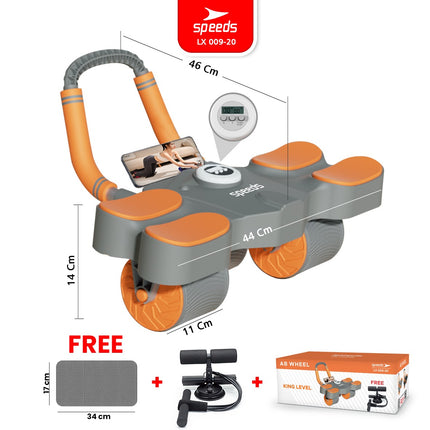 SPEEDS AB Wheels Plank Trainer Ab Roller 2 Roda Automatic Rebound 2in1 Exercise Latihan Perut Fitness Gym Timer 009-20 HITAM