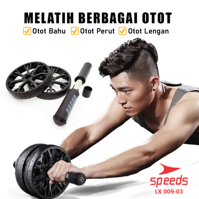 SPEEDS Ab Wheel / Double Wheel / Alat Push Up Stand Bar Alat Gym / Alat Sit Up / Abdominal Roller 009-3