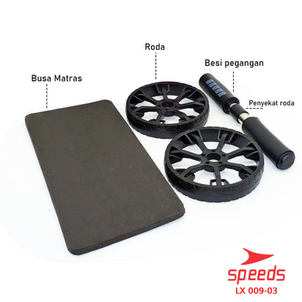 SPEEDS Ab Wheel / Double Wheel / Alat Push Up Stand Bar Alat Gym / Alat Sit Up / Abdominal Roller 009-3