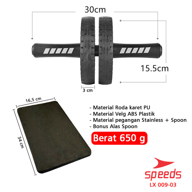 SPEEDS Ab Wheel / Double Wheel / Alat Push Up Stand Bar Alat Gym / Alat Sit Up / Abdominal Roller 009-3