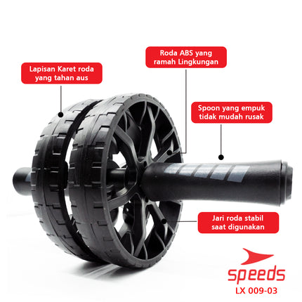 SPEEDS Ab Wheel / Double Wheel / Alat Push Up Stand Bar Alat Gym / Alat Sit Up / Abdominal Roller 009-3