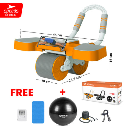 SPEEDS Ab Roller Ab Wheel Automatic Rebound Pembentuk Perut Roller Alat Abdonimal Fitness Olahraga 009-6 HITAM