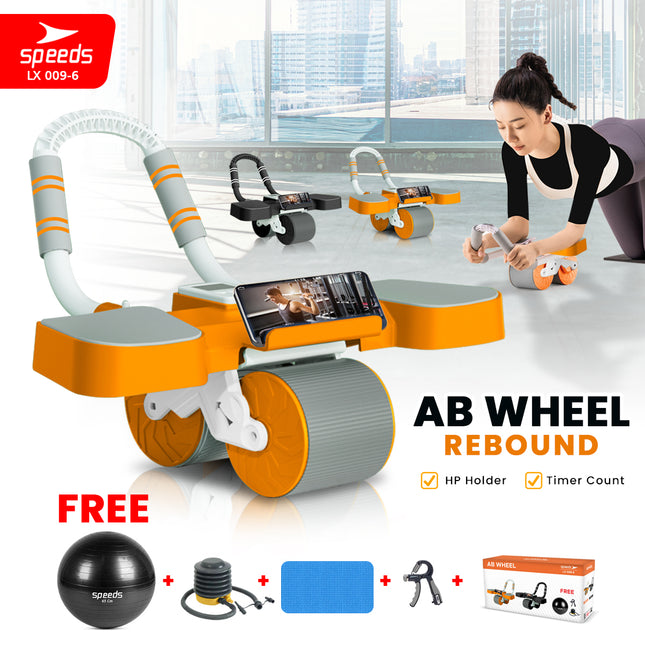 SPEEDS Ab Roller Ab Wheel Automatic Rebound Pembentuk Perut Roller Alat Abdonimal Fitness Olahraga 009-6 HITAM