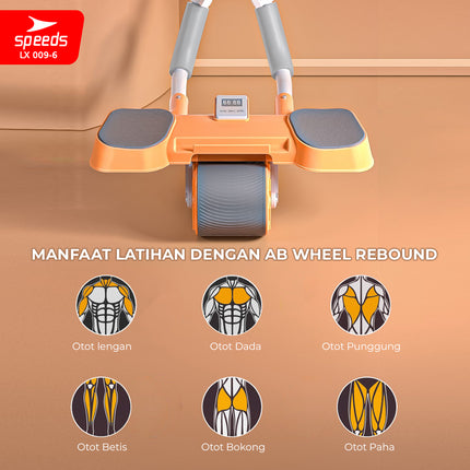 SPEEDS Ab Roller Ab Wheel Automatic Rebound Pembentuk Perut Roller Alat Abdonimal Fitness Olahraga 009-6 HITAM