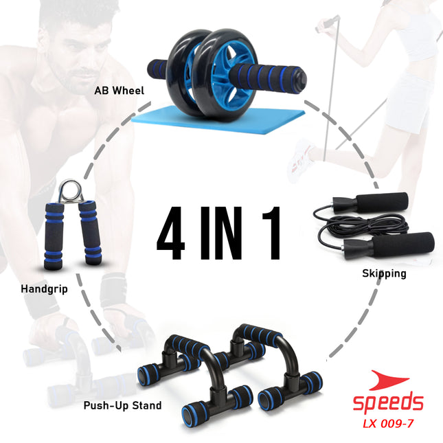 SPEEDS Ab Wheel Set Ab Wheel / Ab Roller / Alat Push Up  Stand Bar Alat Gym / Abdominal Roller Double Wheel 009-7