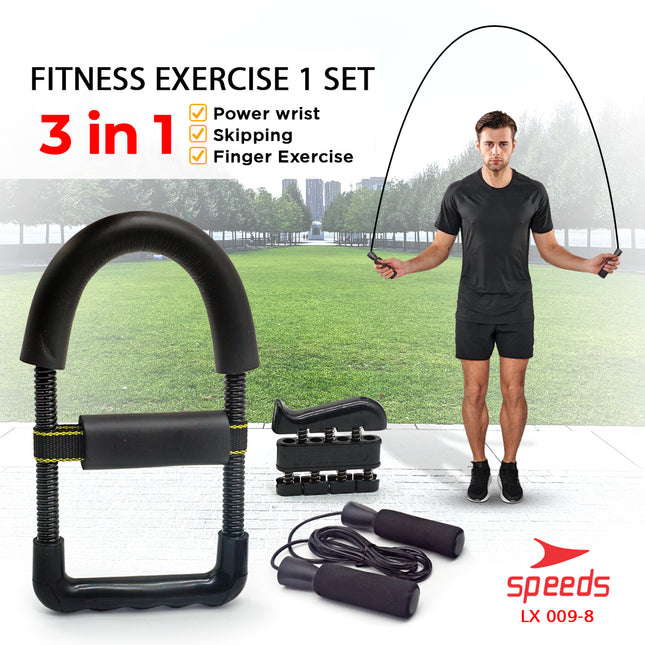 SPEEDS Alat Fitness Handgrip Set 4in1 Exercise Power Wrist Skipping Olahraga Alat Fitness Gym Satu Set 009-8
