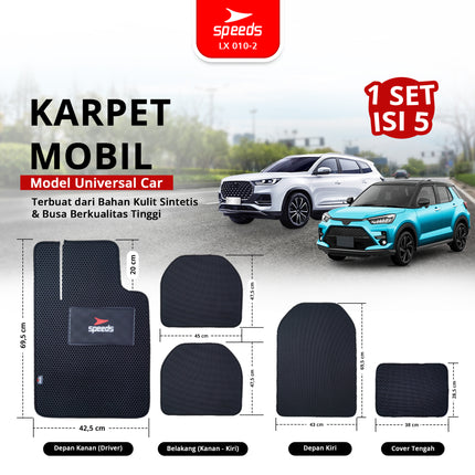 SPEEDS Carmat Car Mats Karpet Mobil 5pcs Universal Semua Mobil 2 Baris Waterproof Premium 010-2