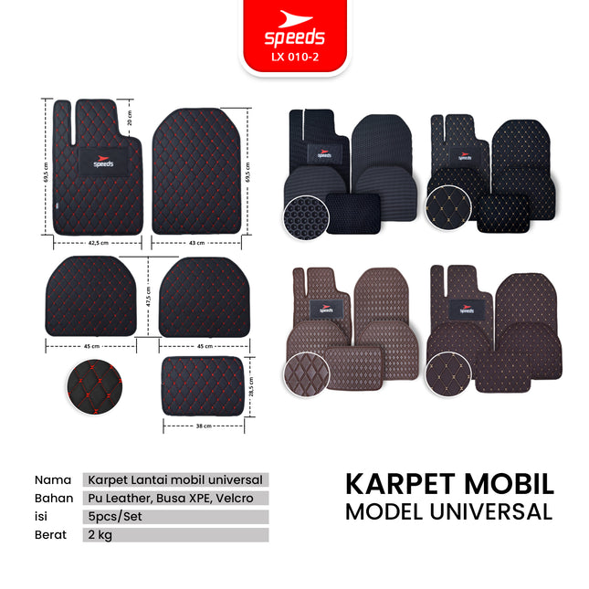 SPEEDS Carmat Car Mats Karpet Mobil 5pcs Universal Semua Mobil 2 Baris Waterproof Premium 010-2