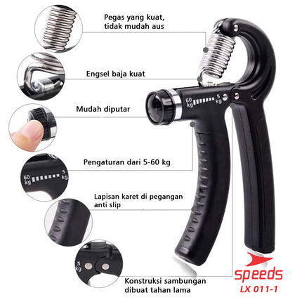 SPEEDS Handgrip Hand Grip 10-60 kg Alat bantu fitness Otot lengan Tangan Portable  011-1