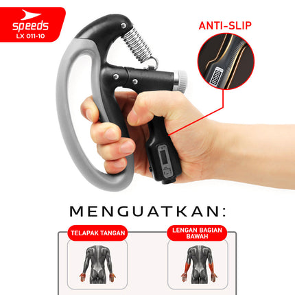 SPEEDS Hand Grip Ergonomis Digital Counter Fitness Untuk Memperkuat Tangan Portabel 011-10