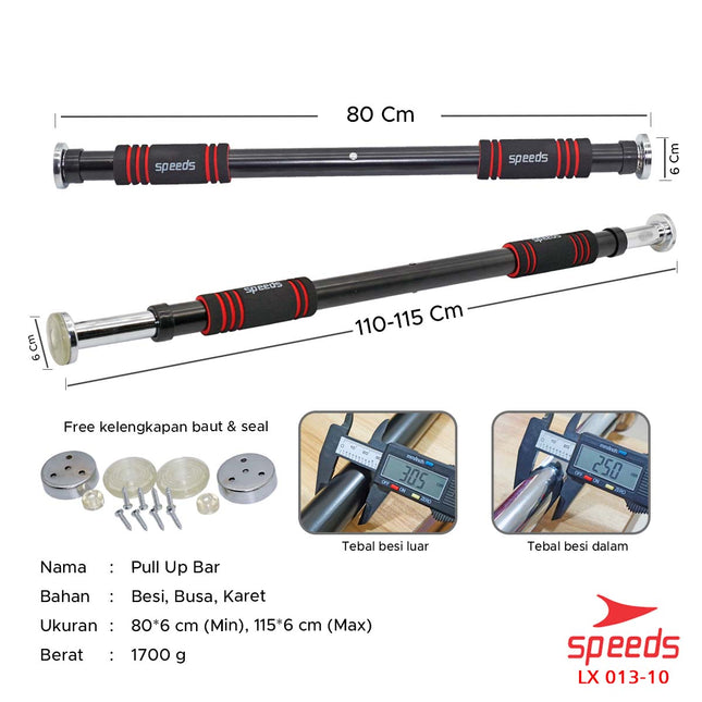 SPEEDS Pull Up Bar Door Bar Chin Up Bar Tiang Pull Up Alat Olahraga Pintu Gym Fitness 013-10