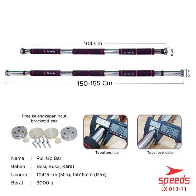 SPEEDS Pull Up Bar Chin Up Bar Tiang Pull Up Pintu Rumah Gym Alat Fitness Olahraga Portable 013-11