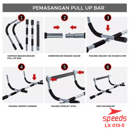 SPEEDS Pull Up Bar/Iron Gym /chin up / Bar Door Alat Fitness 6 in 1 013-5