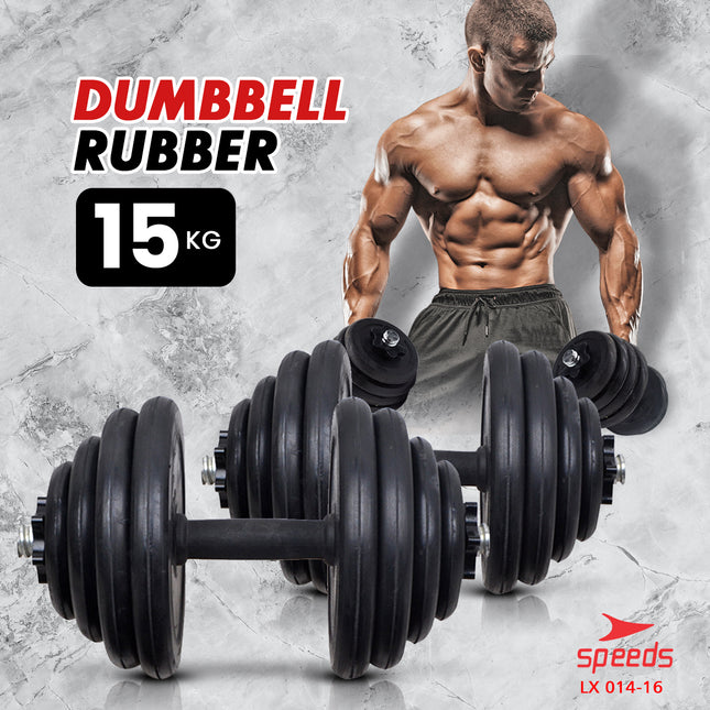 SPEEDS DUMBELL BARBEL SET 15 KG Alat Olahraga Angkat Beban Besi SET 014-16