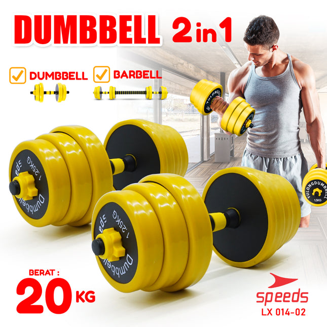 SPEEDS Dumbel Barbel Set Max 20kg Dumbell Dumble Alat Fitness 2 Pcs LX 014-2