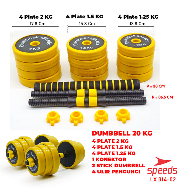 SPEEDS Dumbel Barbel Set Max 20kg Dumbell Dumble Alat Fitness 2 Pcs LX 014-2