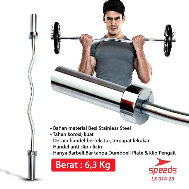SPEEDS Stick Barbell 120 cm Stick Dumbell BAR EZ Curl Bar Olimpiade Fitness Gym Tongkat Barbel 014-23