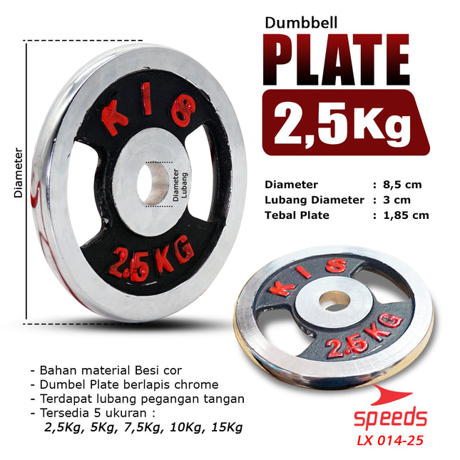 SPEEDS Plate Dumbell Plate Barbel 2,5 kg Diameter 3 cm Dumbell Plate Barbel Plate 014-25