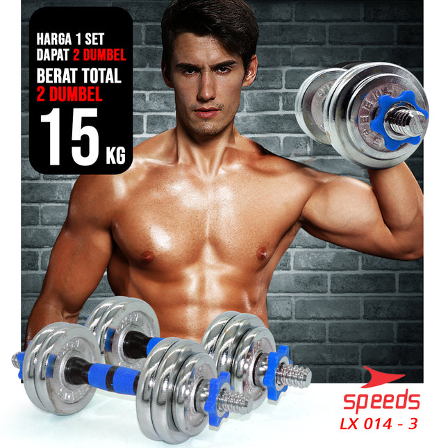 SPEEDS Barbell Dumbell Set Max Tiang Angkat Beban Fitness 15kg 014-3