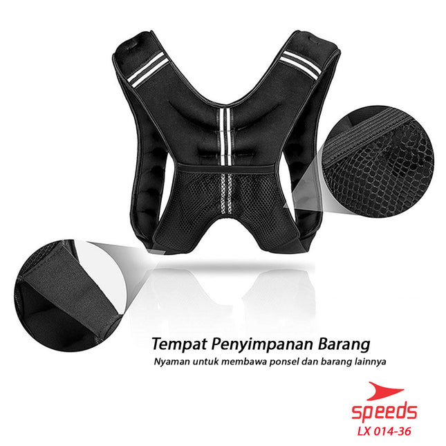 SPEEDS Weighted Vest Rompi Pemberat Beban 5 kg Jacket Adjustable Weight Jacket Bending 014-36