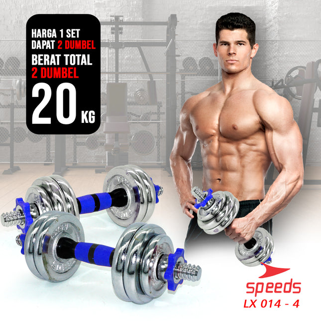 SPEEDS Barbel Dumbell Set Max Tiang Angkat Beban Fitness 20kg 014-4