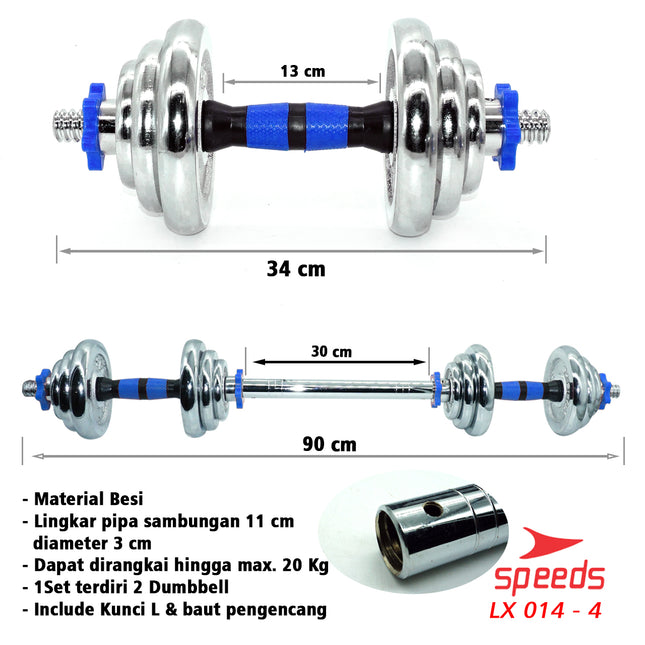 SPEEDS Barbel Dumbell Set Max Tiang Angkat Beban Fitness 20kg 014-4