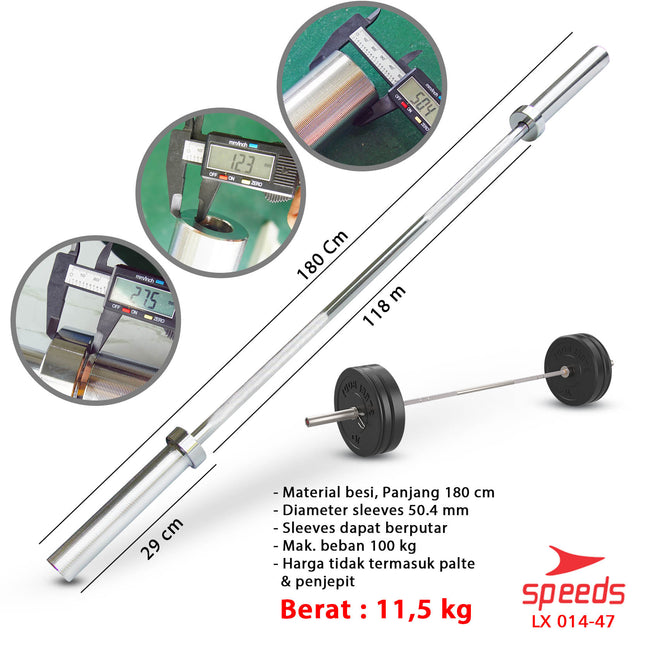 SPEEDS Stick Barbel 180cm Stick Dumbell Bar Straight Olympic Fitness Gym Tongkat Barbel 014-47