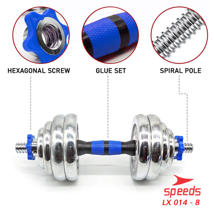 SPEEDS Dumbell Barbel Besi Set Max 30kg Tiang Angkat Beban Besi 30 KG +Box 014-8