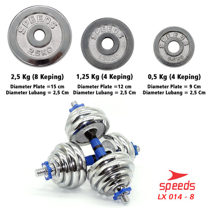 SPEEDS Dumbell Barbel Besi Set Max 30kg Tiang Angkat Beban Besi 30 KG +Box 014-8