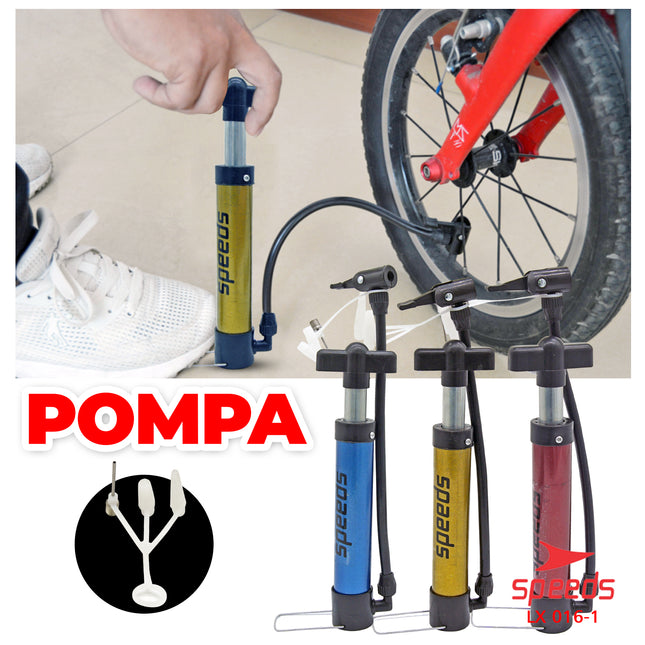 SPEEDS Pompa Angin Manual Plus Jarum Untuk Bola Basket Sepak Futsal Volly Pump Ball 016-1