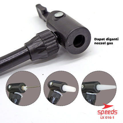 SPEEDS Pompa Angin Manual Plus Jarum Untuk Bola Basket Sepak Futsal Volly Pump Ball 016-1