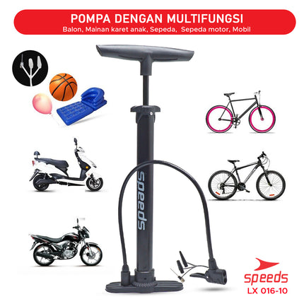 SPEEDS Pompa Angin Sepeda Manual Pompa Ban Motor Pompa Mini Pompa Tangan Multifungsi 016-10