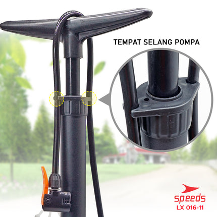 SPEEDS Pompa Angin Manual Untuk Ban sepeda, motor atau lainnya Alumunium Steel 016-11