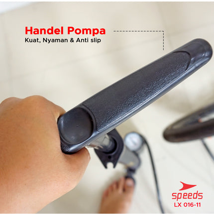 SPEEDS Pompa Angin Manual Untuk Ban sepeda, motor atau lainnya Alumunium Steel 016-11